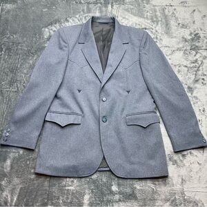 VTG Circle S 40R USA Ranch Western Blazer Sport‎ Coat Men's Jacket Grey Cowboy